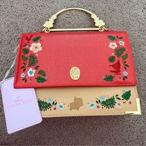 Loungefly Moana Red and Tan Floral Clutch